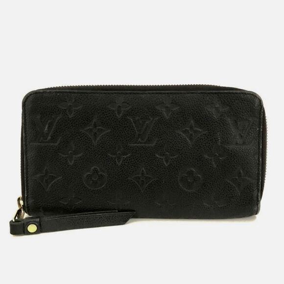 Authentic Louis Vuitton Monogram Empreinte Black Leather Zip Around Wallet - Picture 1 of 7